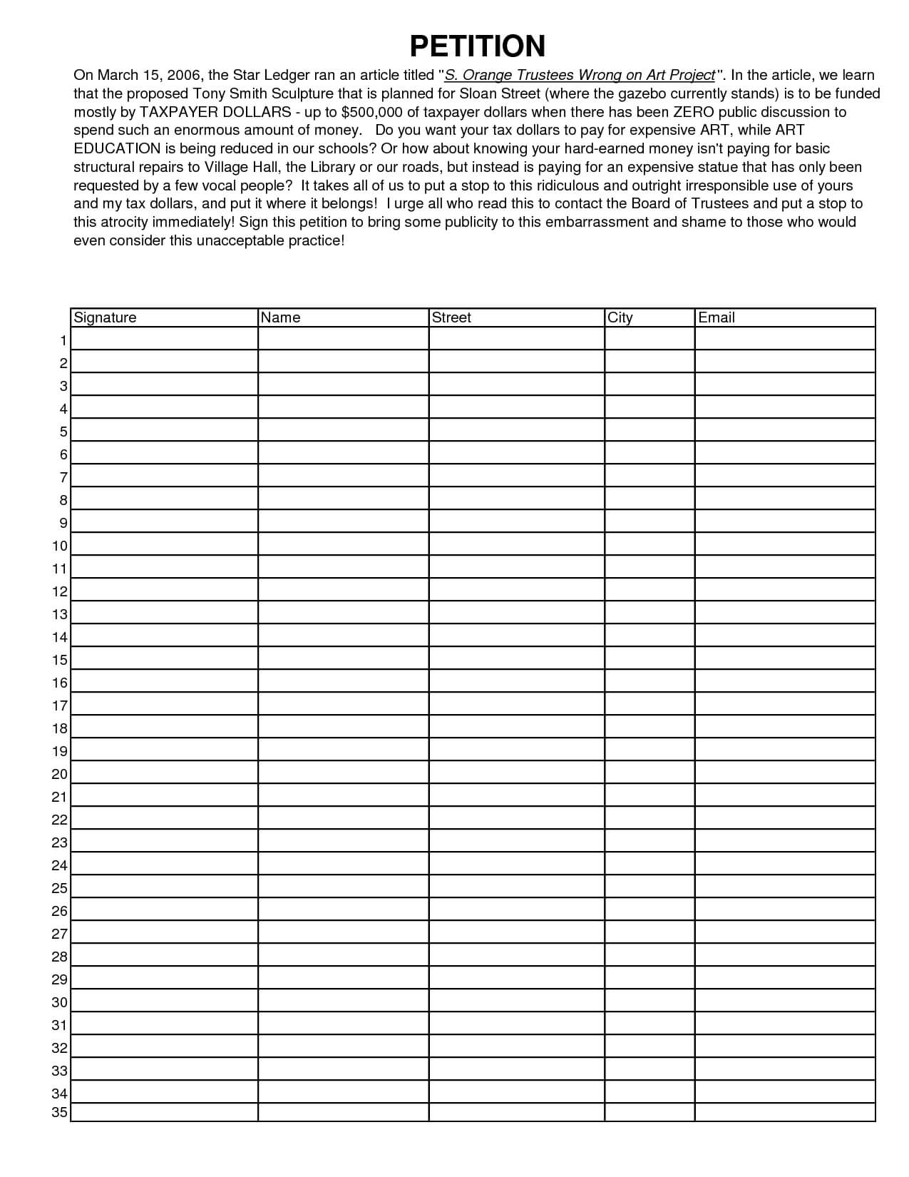 13 Images Of Free Petition Form Template | Fodderchopper Intended For Blank Petition Template