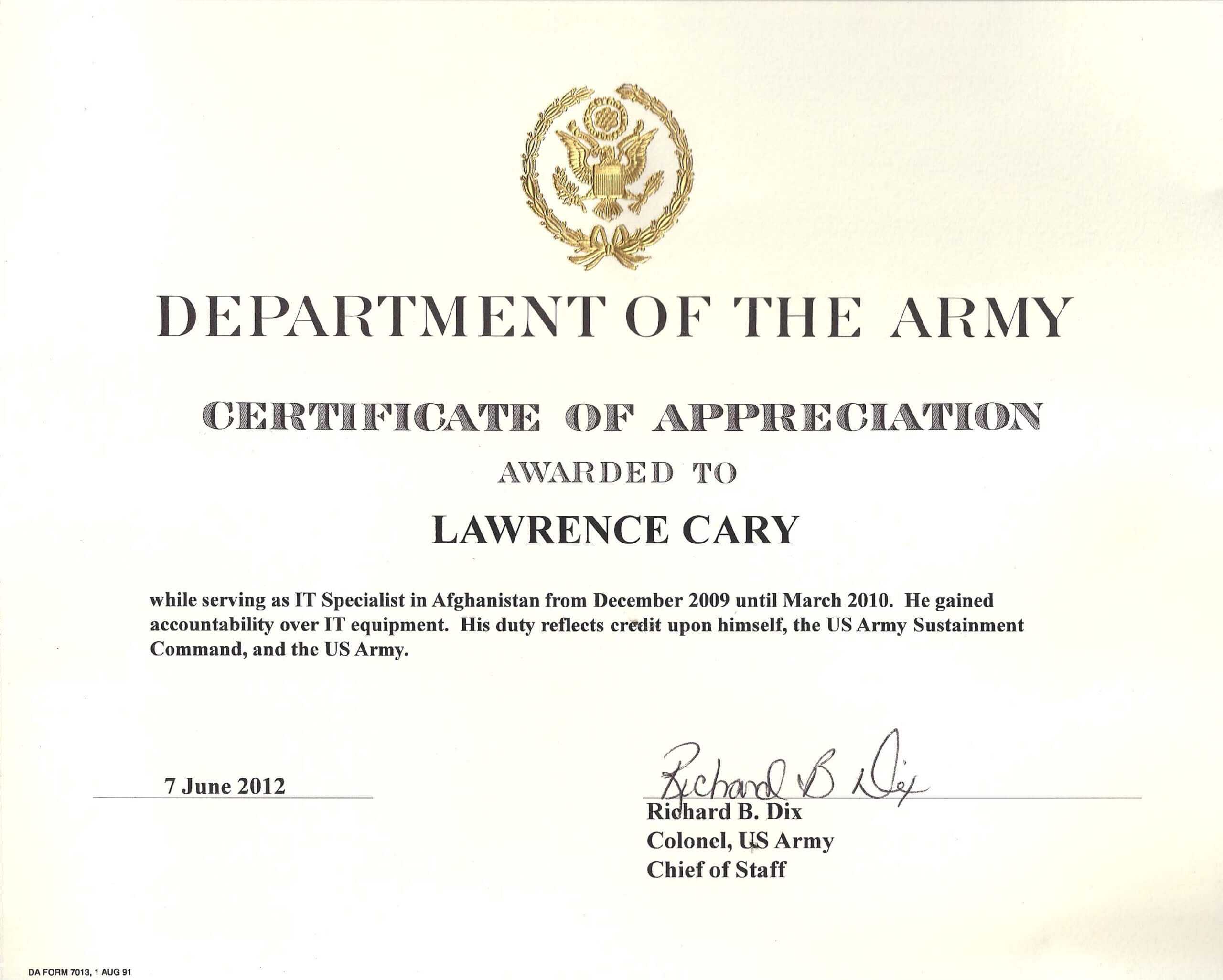 15+ Certificate Of Appreciation In Word Format | Sowtemplate Throughout Army Certificate Of Appreciation Template