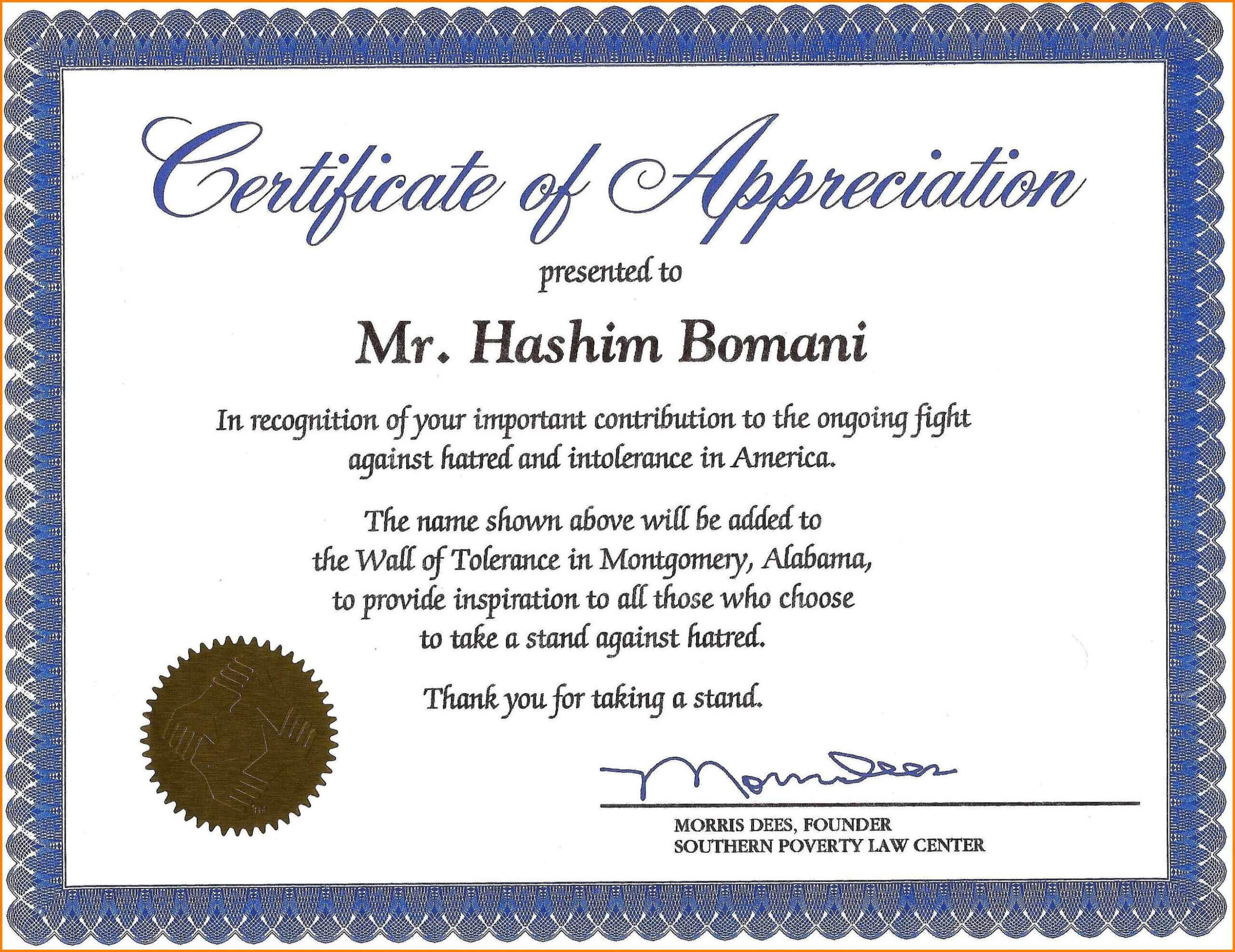 15+ Certificate Of Appreciation In Word Format | Sowtemplate With Regard To Sample Certificate Of Recognition Template