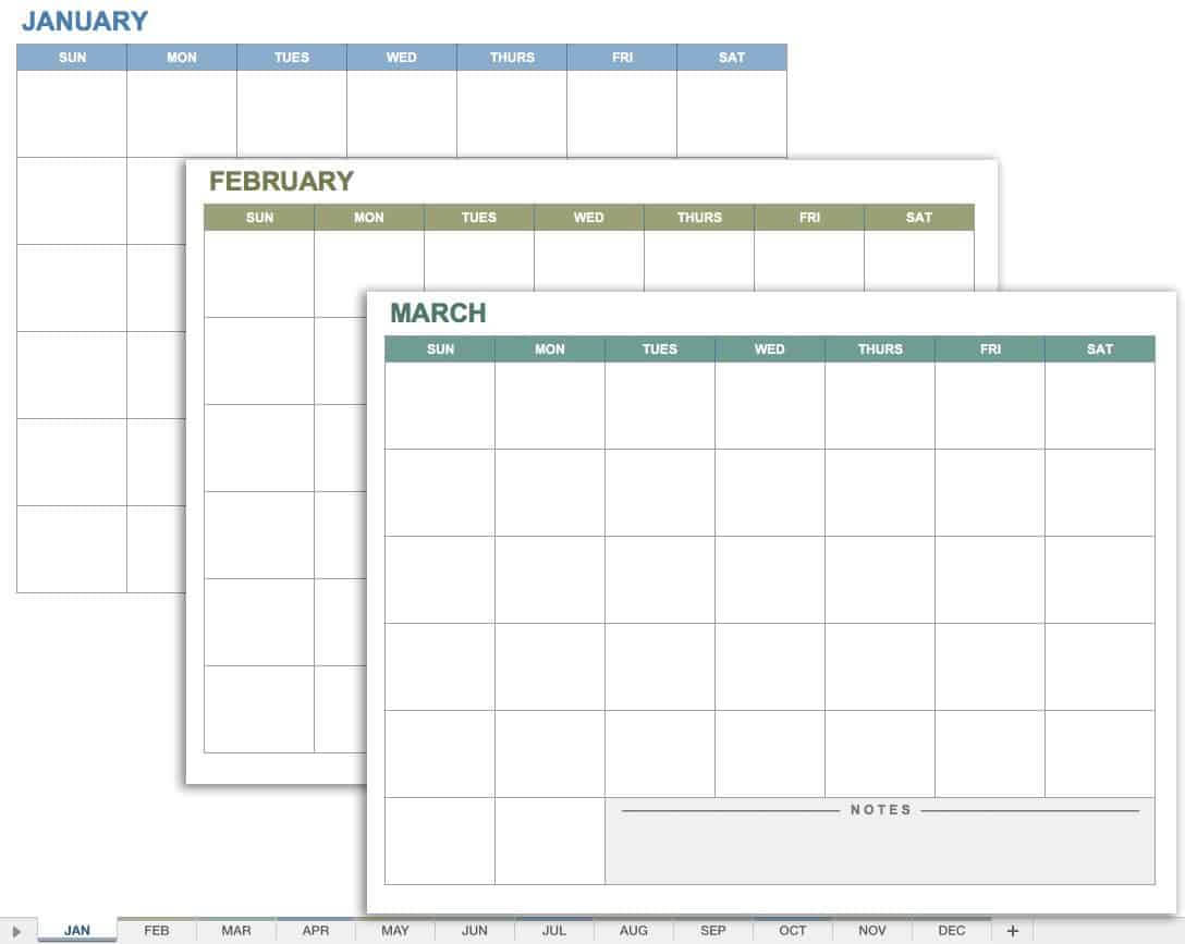 15 Free Monthly Calendar Templates | Smartsheet Pertaining To Blank Calander Template