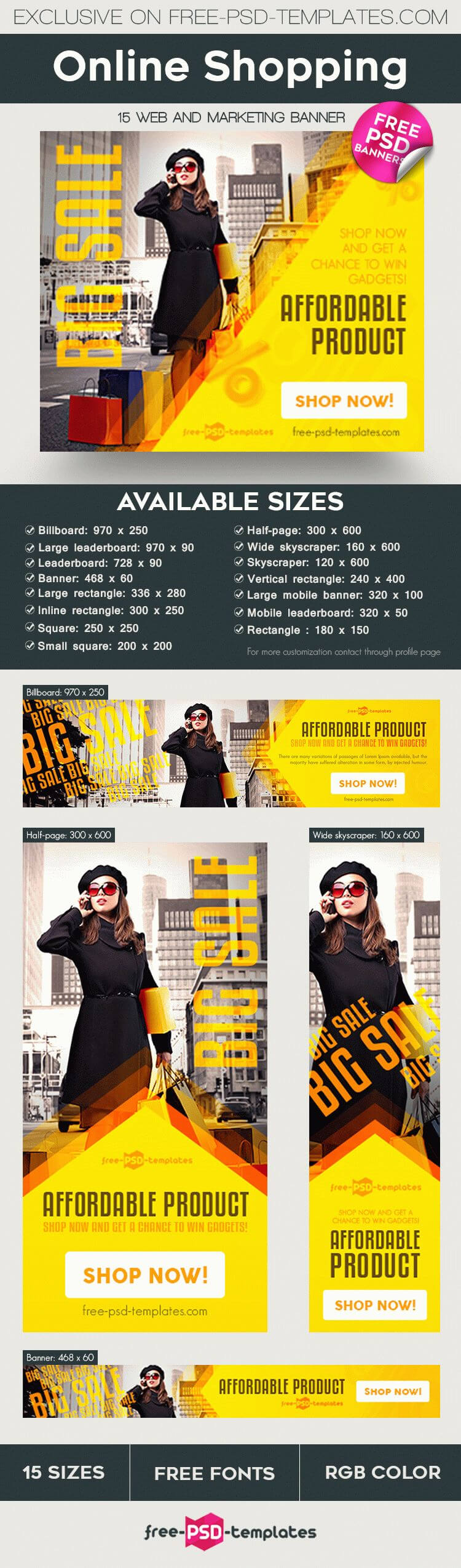 15 Free Online Shopping Banner In Psd | Free Psd Templates For Free Online Banner Templates