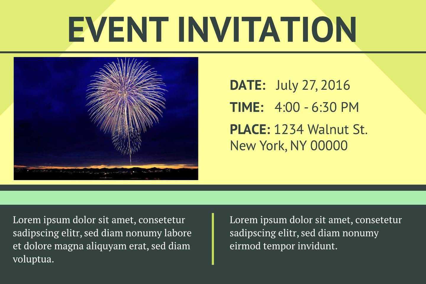 16 Free Invitation Card Templates & Examples – Lucidpress Throughout Event Invitation Card Template