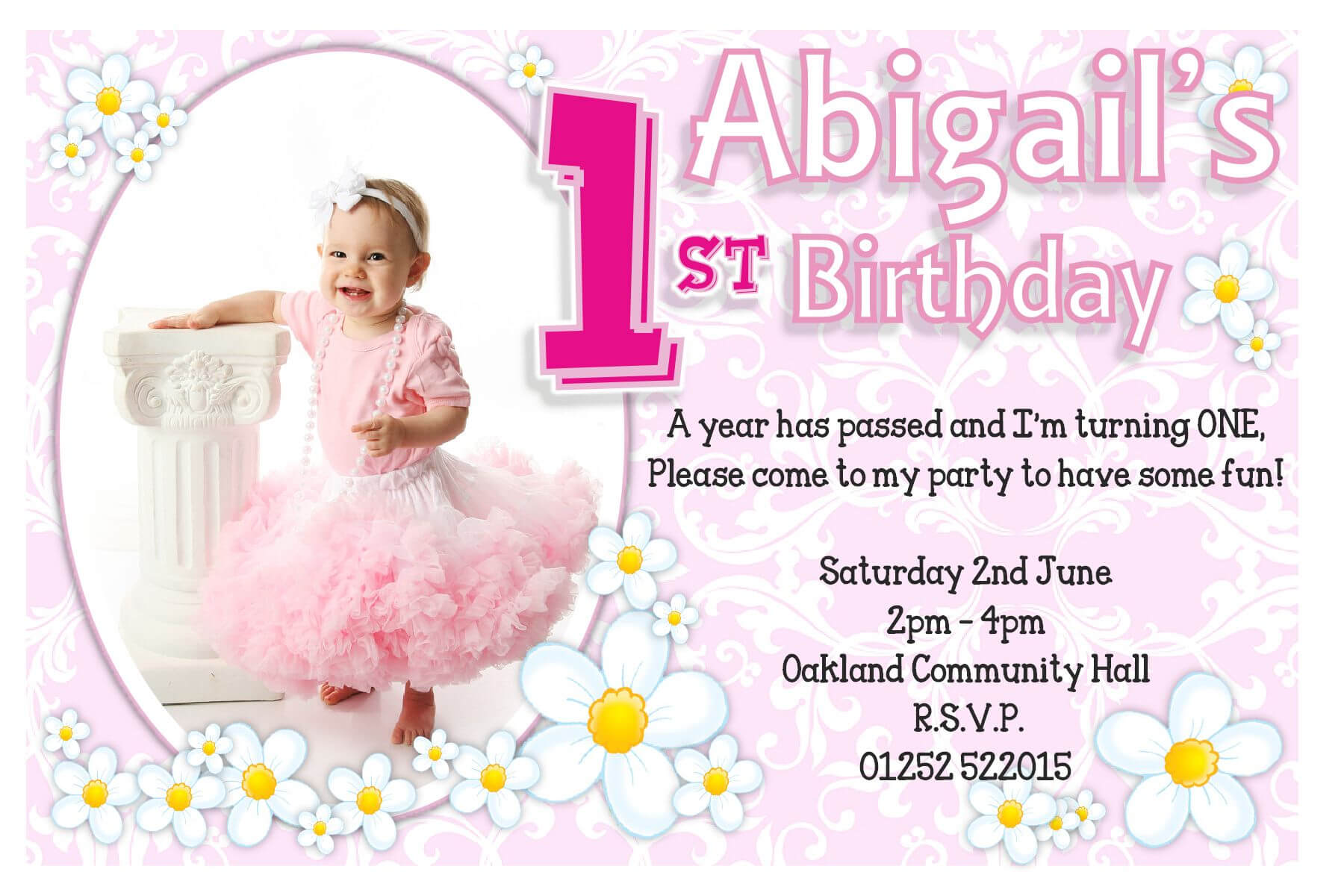 16Th Birthday Invitations Templates Ideas : 1St Birthday With Regard To First Birthday Invitation Card Template