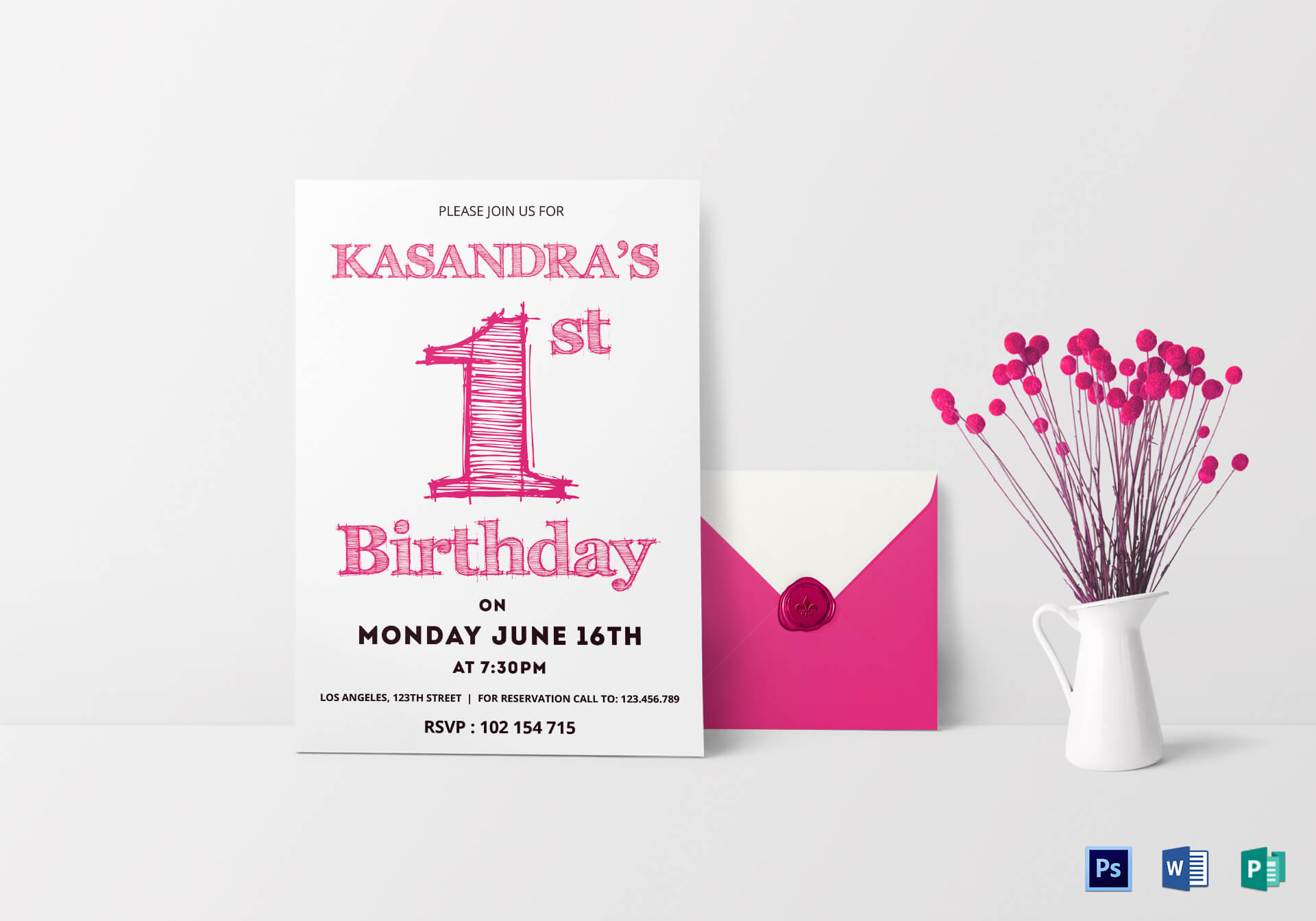 1St Birthday Party Invitation Card Template With Regard To Birthday Card Publisher Template