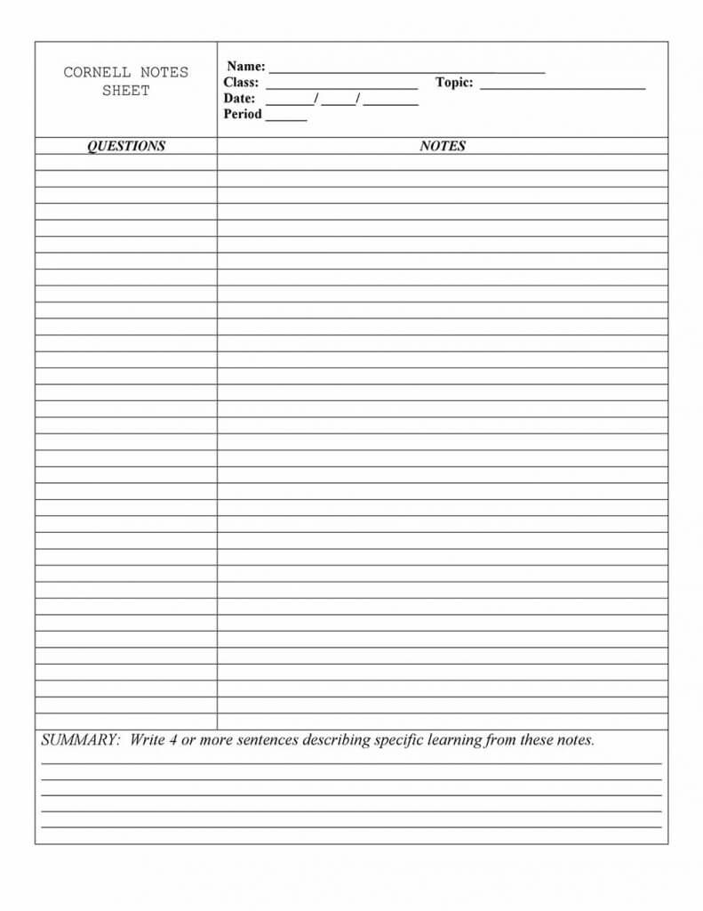 20+ Cornell Notes Template 2020 – Google Docs & Word Regarding Cornell Note Template Word