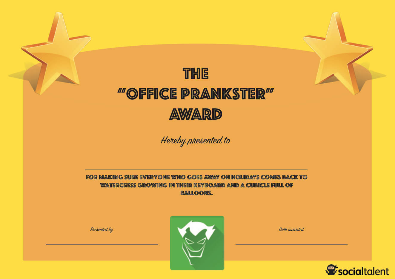 20 Hilarious Office Awards To Embarrass Your Colleagues Inside Funny Certificates For Employees Templates