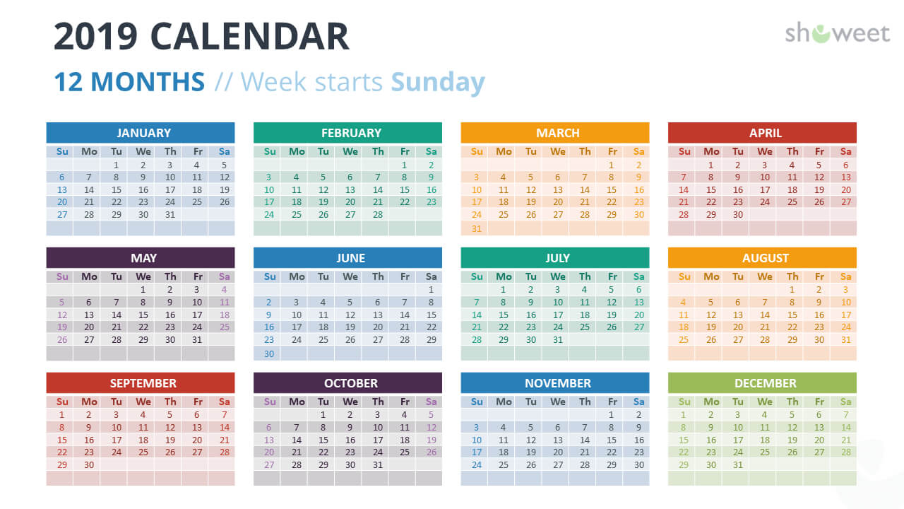 2019 Calendar Powerpoint Templates Intended For Microsoft Powerpoint Calendar Template