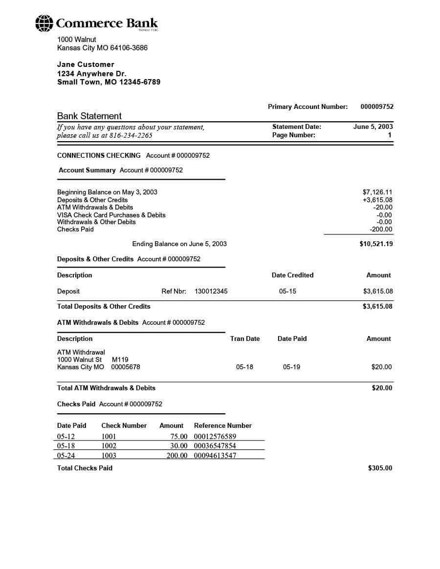 23 Editable Bank Statement Templates [Free] ᐅ Template Lab Intended For Credit Card Statement Template