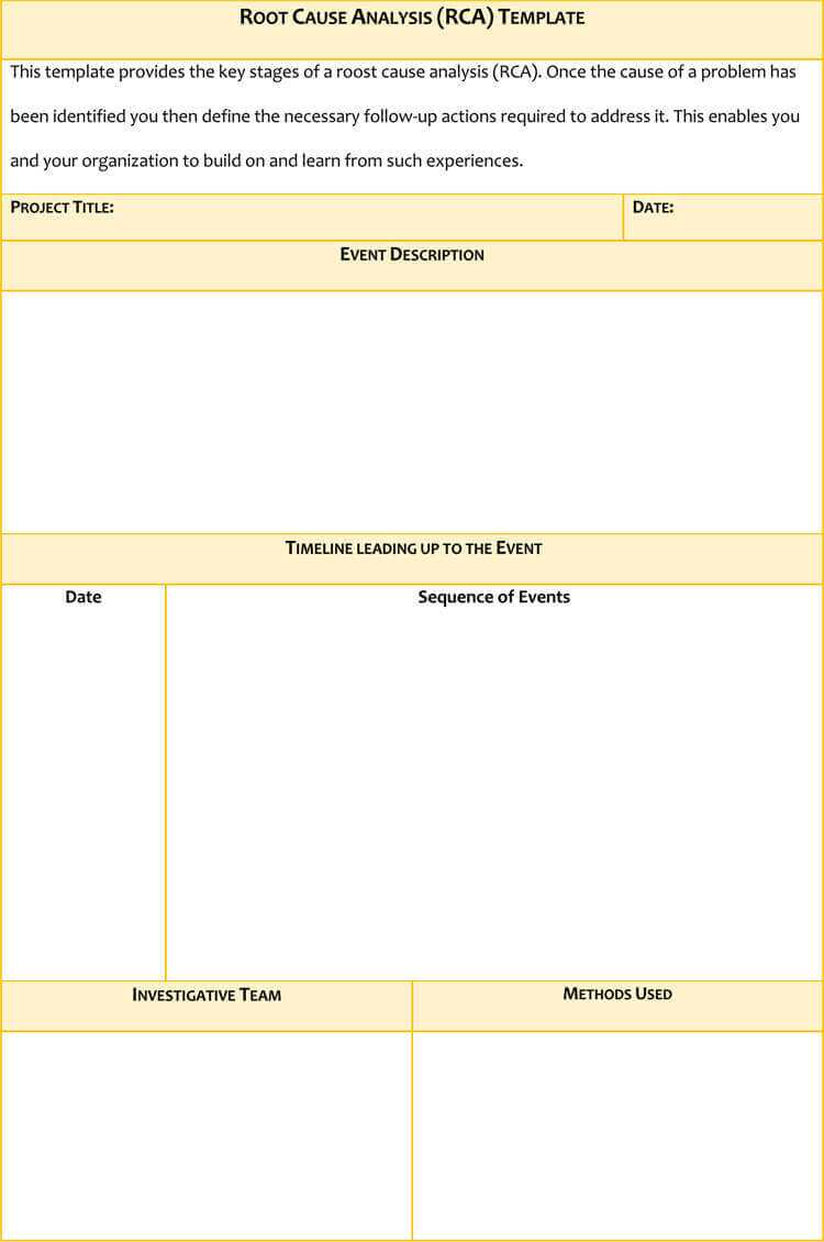 24+ Root Cause Analysis Templates (Word, Excel, Powerpoint Regarding Failure Analysis Report Template