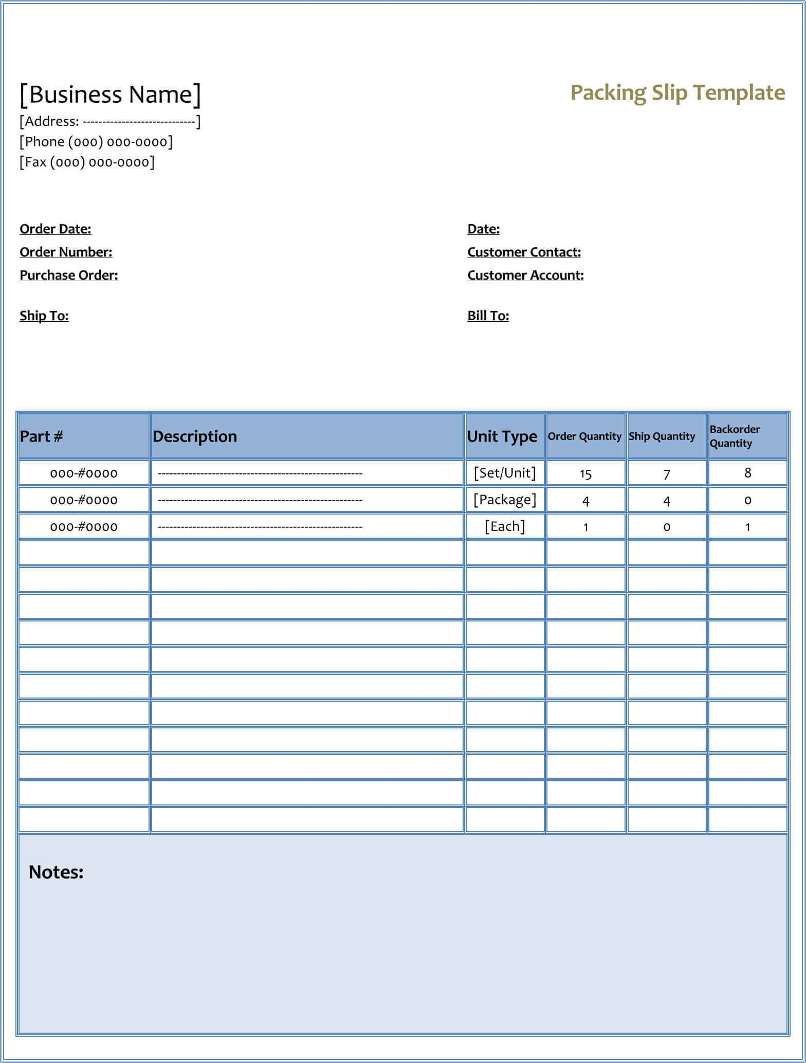 25+ Free Shipping & Packing Slip Templates (For Word & Excel) Within Blank Packing List Template