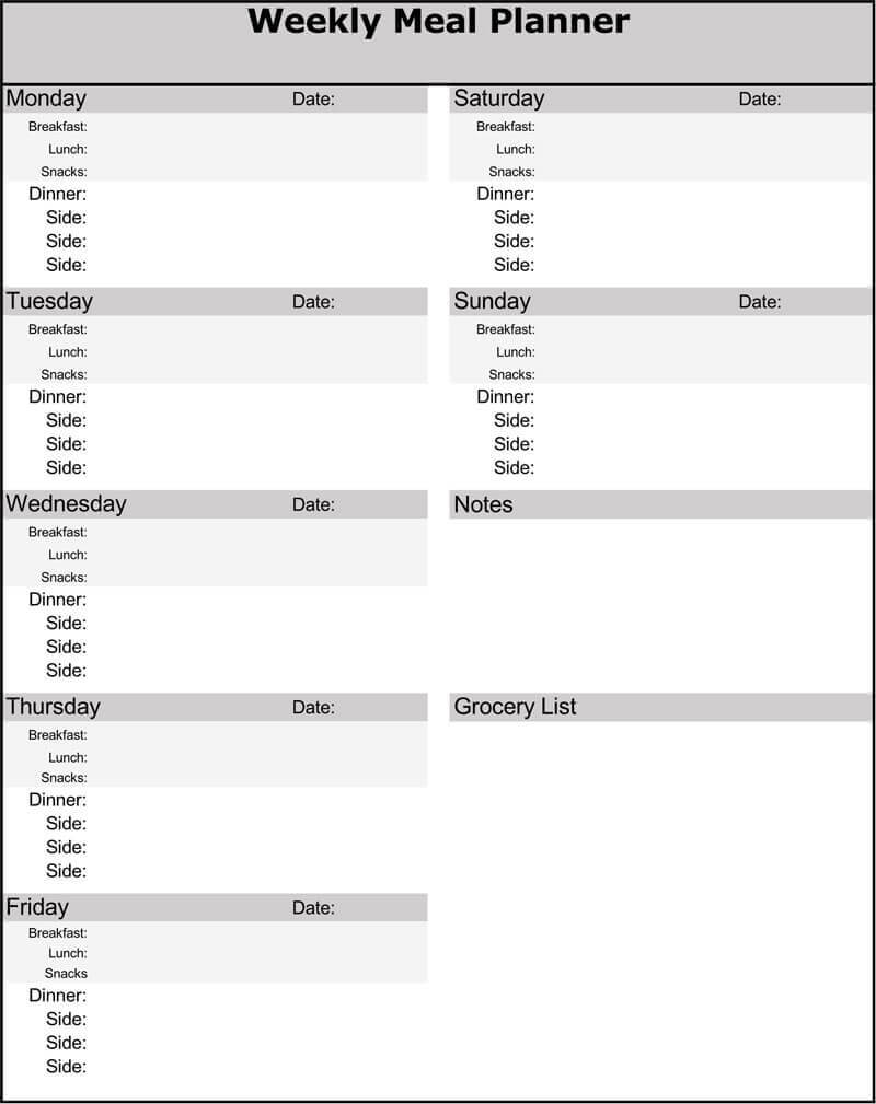 25+ Free Weekly/daily Meal Plan Templates (For Excel And Word) Throughout Menu Planning Template Word