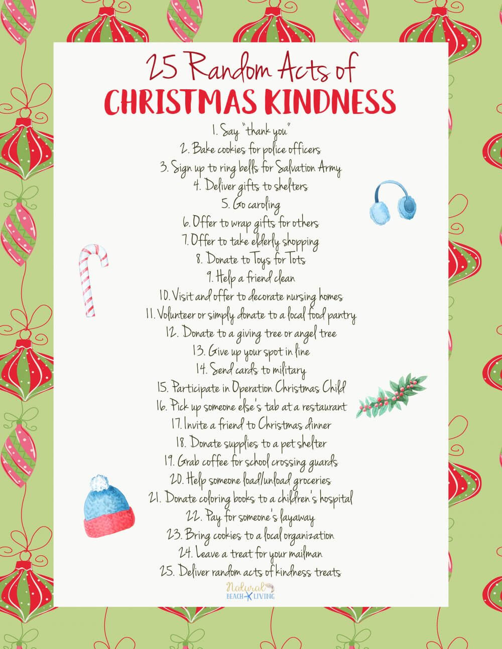 25 Random Acts Of Christmas Kindness Printable – Natural With Regard To Random Acts Of Kindness Cards Templates