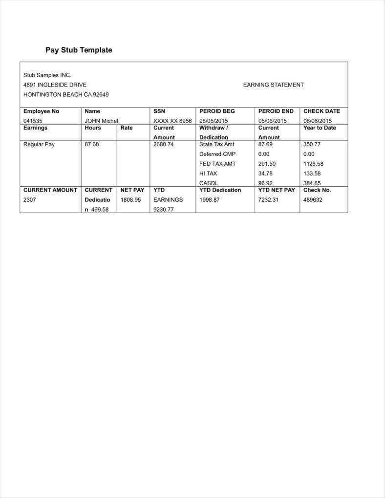 27+ Free Pay Stub Templates - Pdf, Doc, Xls Format Download In Pay Stub Template Word Document