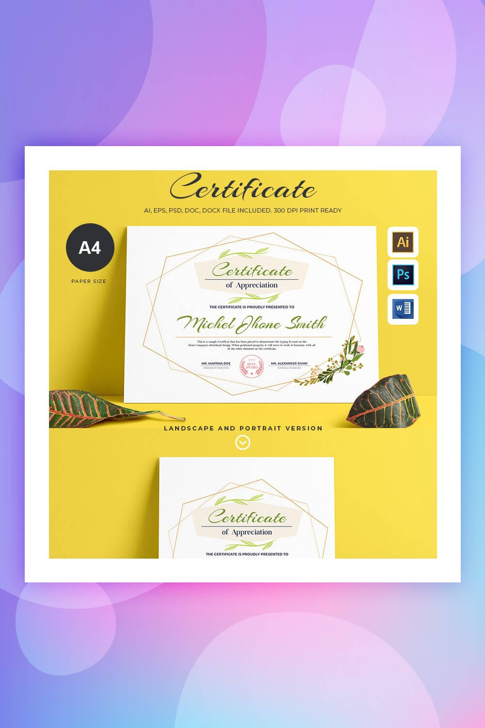 28 Attention Grabbing Certificate Templates – Colorlib Pertaining To Landscape Certificate Templates