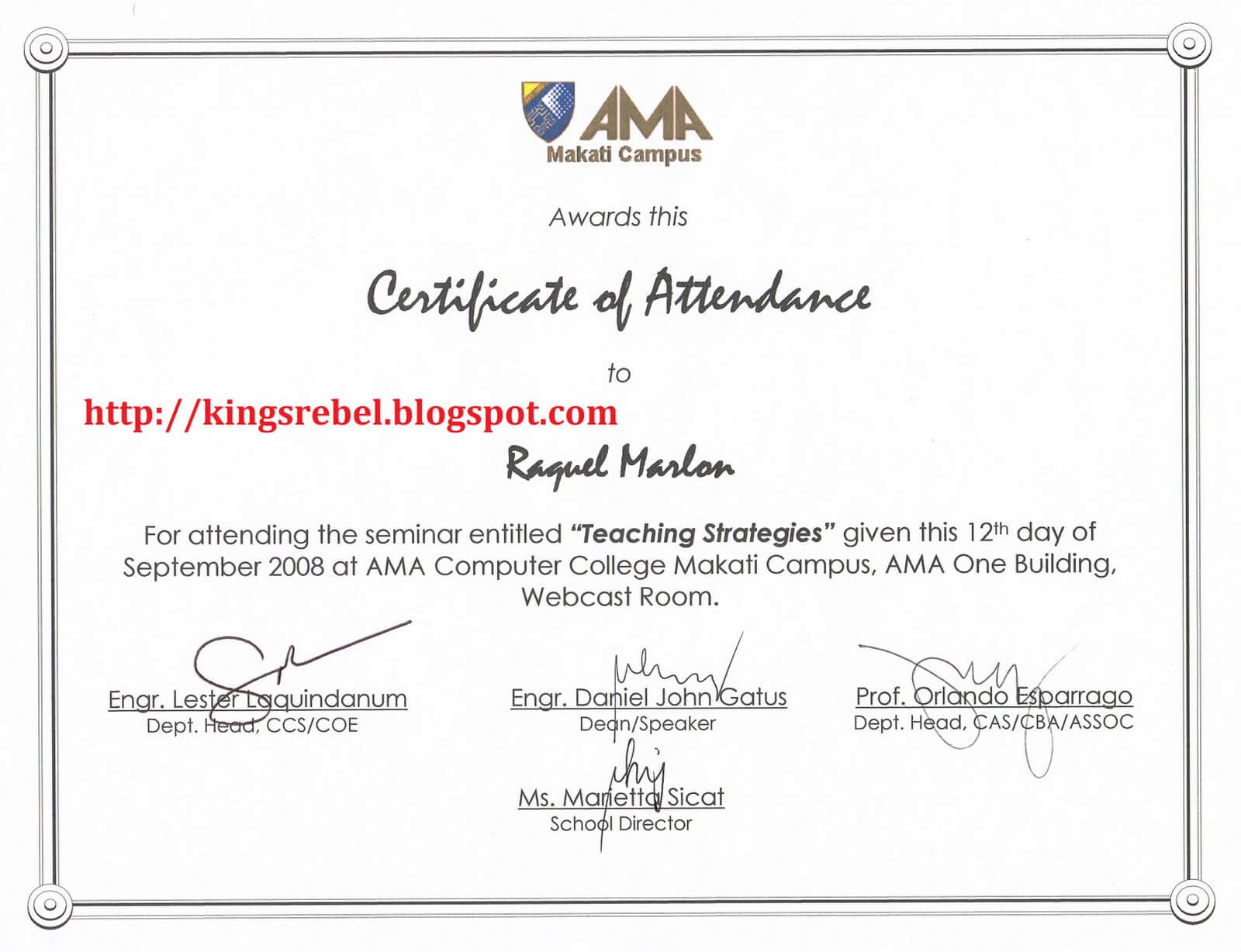 28+ [ Certificate Of Attendance Seminar Template ] | Best Pertaining To Attendance Certificate Template Word