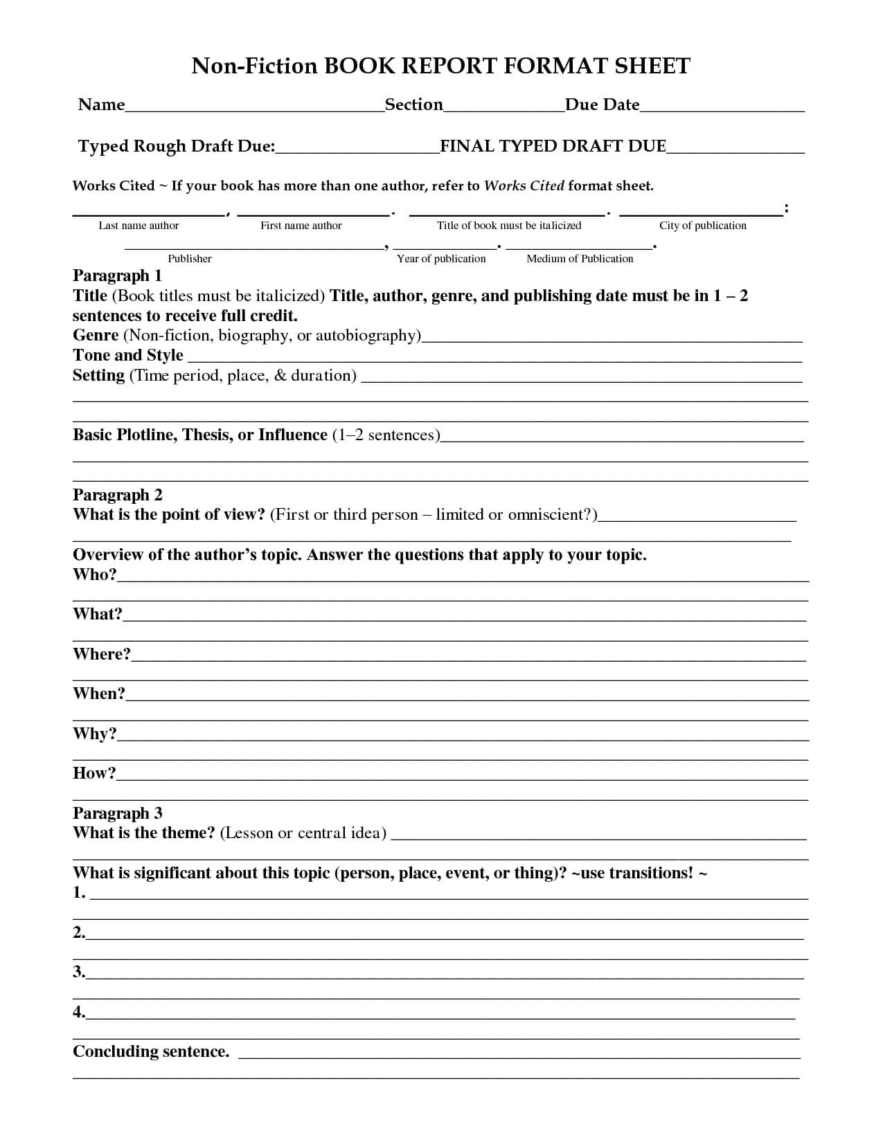 28 Images Of 5Th Grade Non Fiction Book Report Template In Nonfiction Book Report Template