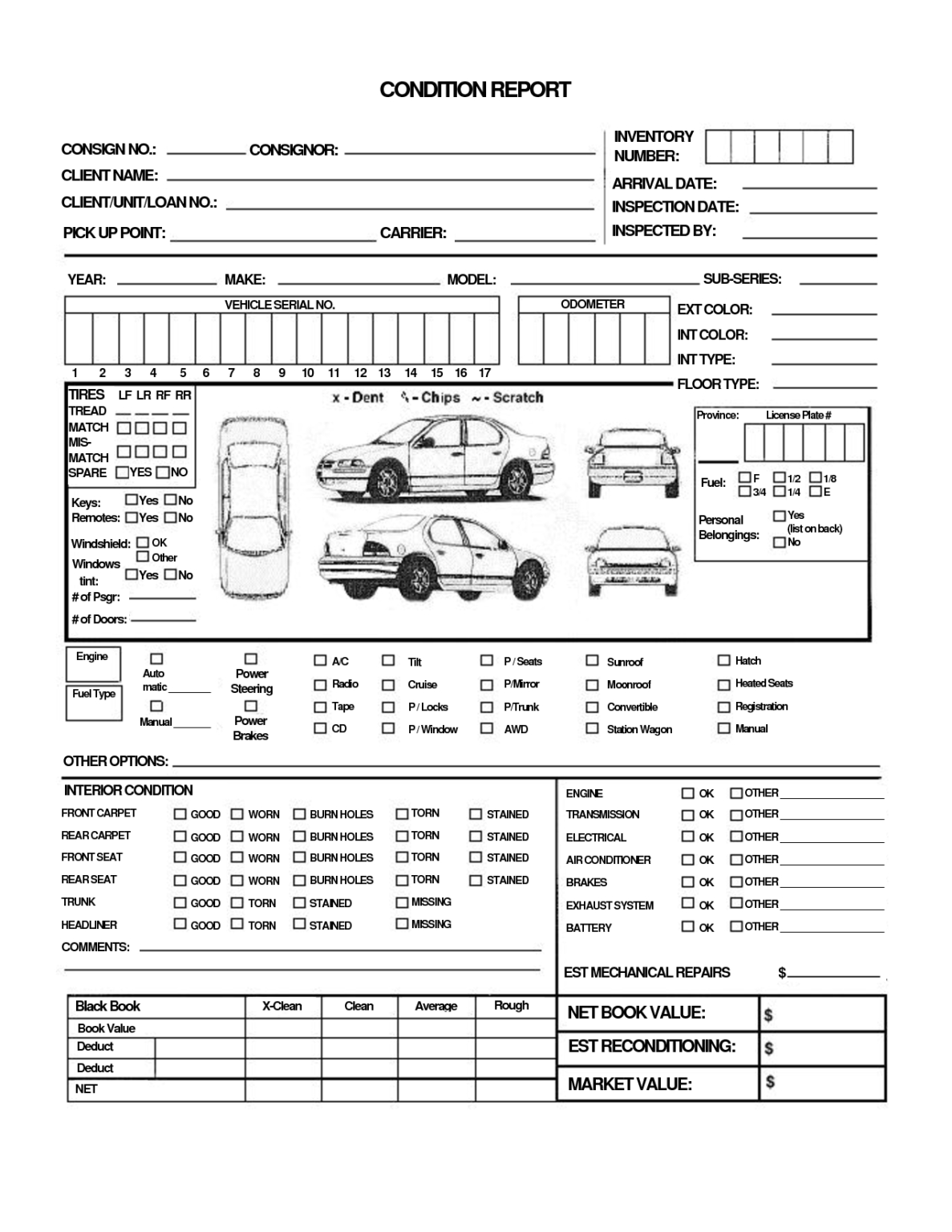 28  Vehicle Condition Report Form Template Vehicle Throughout Car