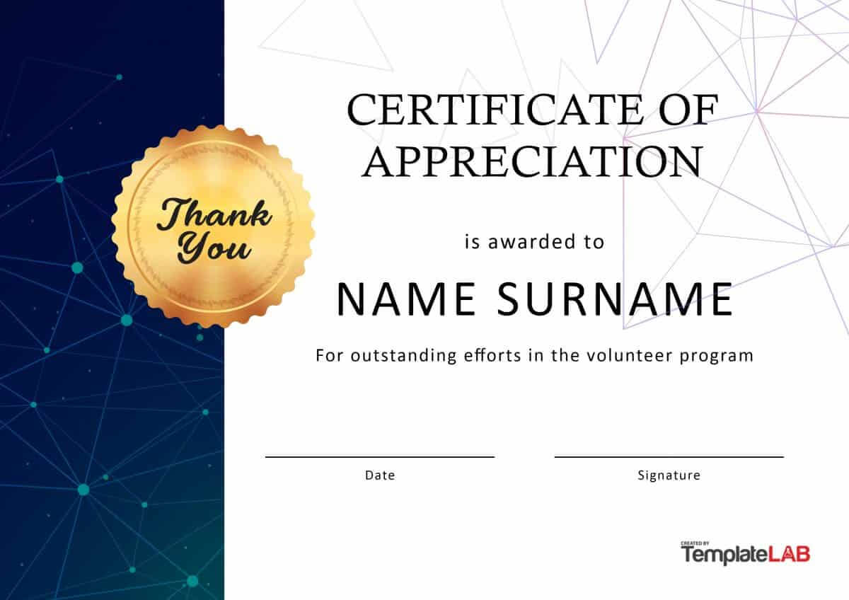 30 Free Certificate Of Appreciation Templates And Letters Intended For Free Certificate Of Appreciation Template Downloads