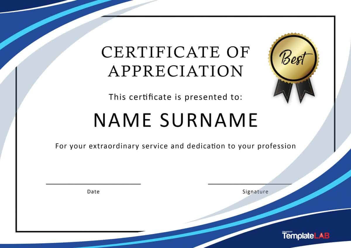 30 Free Certificate Of Appreciation Templates And Letters Intended For Printable Certificate Of Recognition Templates Free