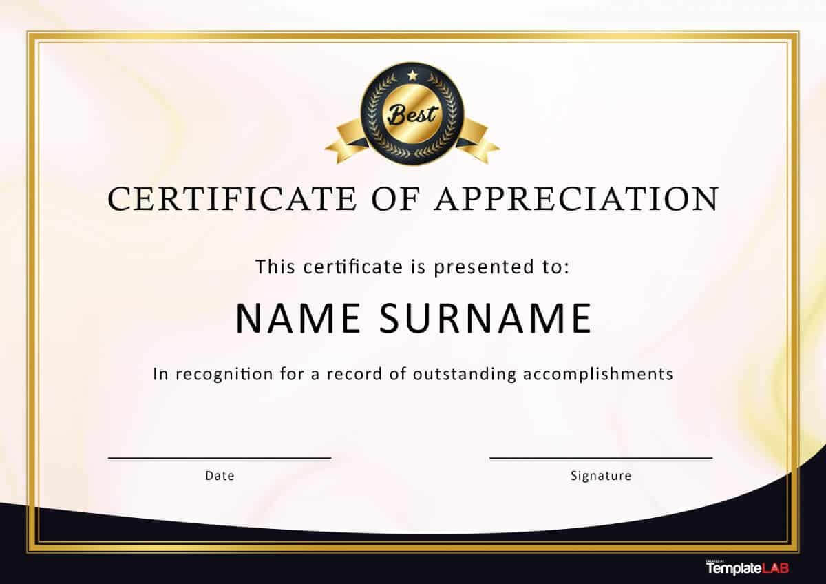 30 Free Certificate Of Appreciation Templates And Letters Pertaining To Certificate Of Excellence Template Word