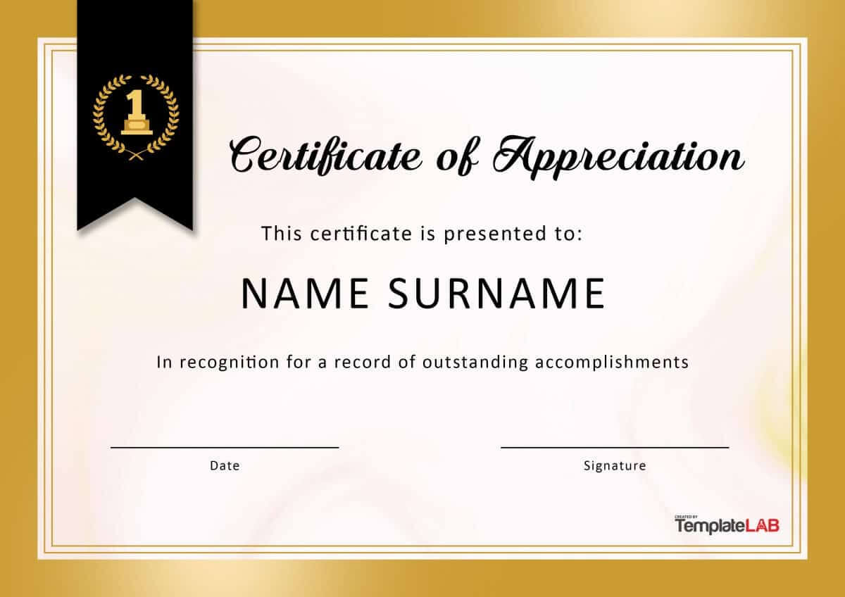30 Free Certificate Of Appreciation Templates And Letters With Certificate Of Appreciation Template Free Printable