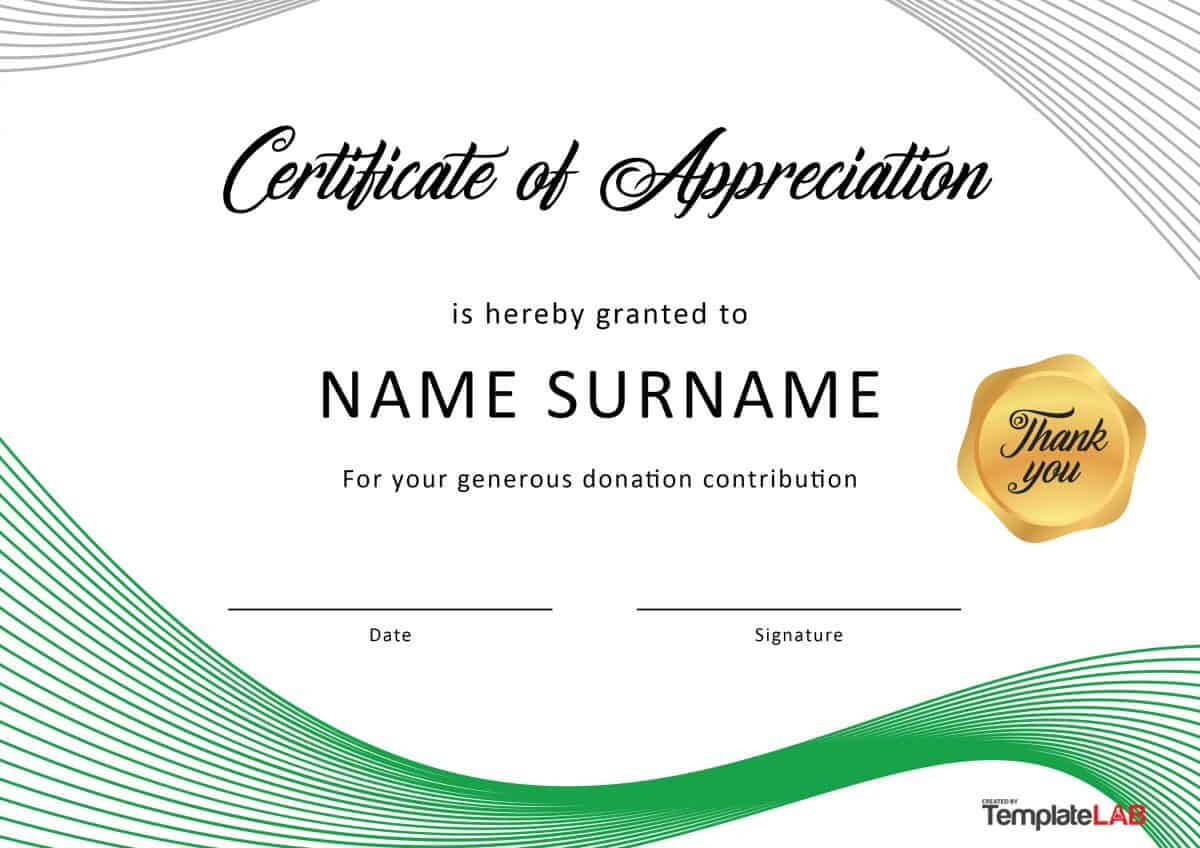 30 Free Certificate Of Appreciation Templates And Letters Within Certificate Of Appearance Template
