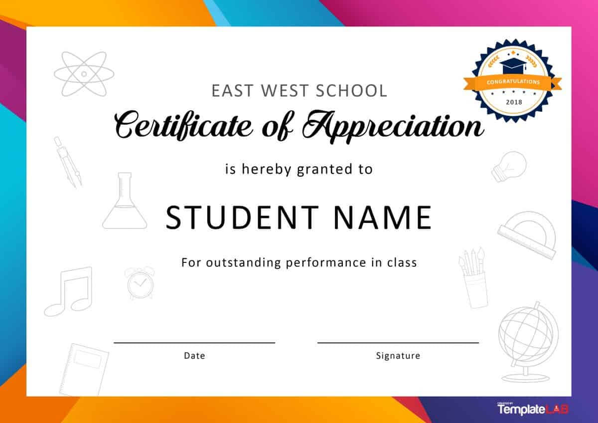 30 Free Certificate Of Appreciation Templates And Letters Within Free School Certificate Templates