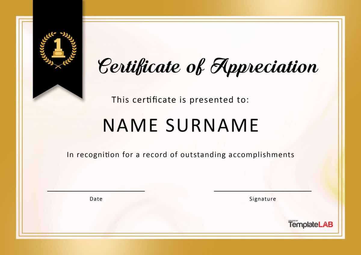 30 Free Certificate Of Appreciation Templates And Letters Within Sample Certificate Employment Template