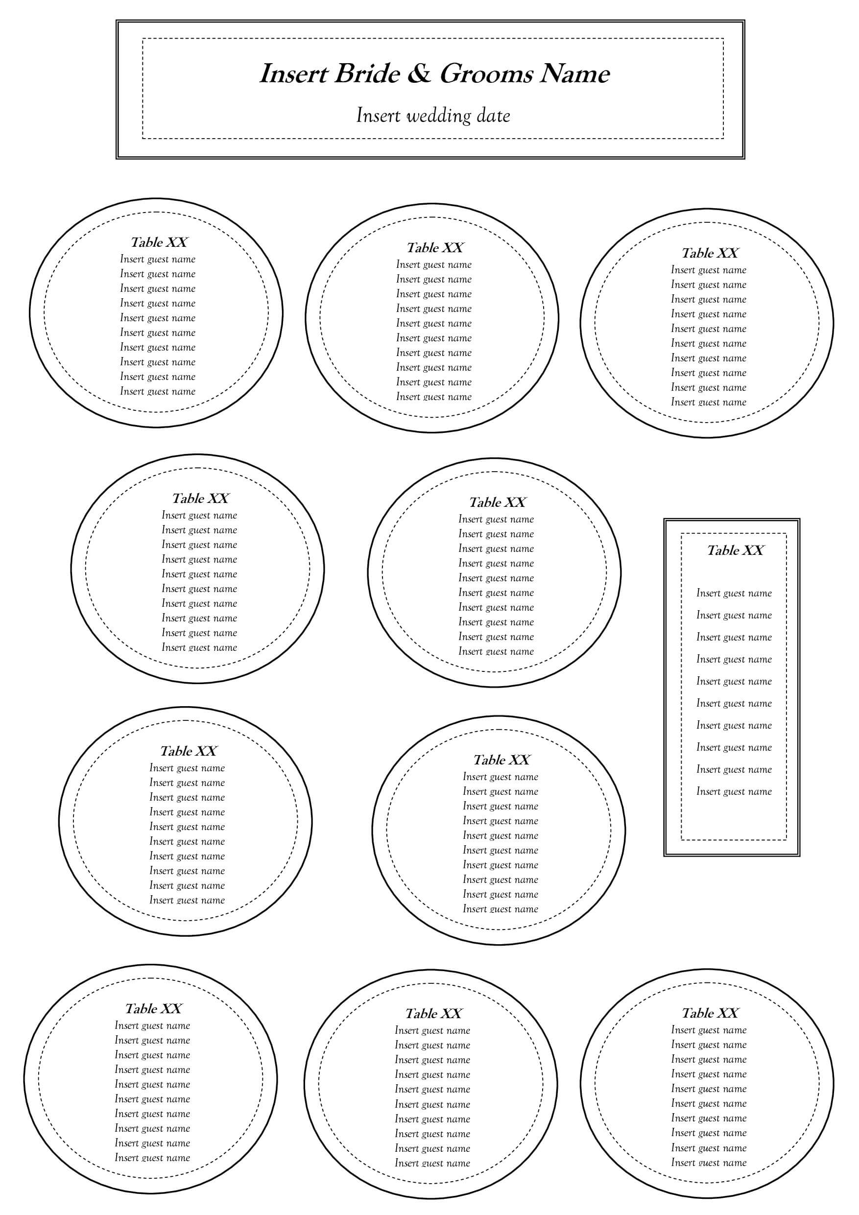 30 Free Seating Chart Template | Andaluzseattle Template Example In Wedding Seating Chart Template Word
