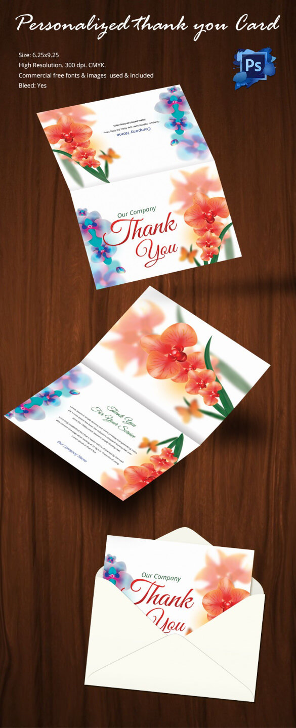 30+ Personalized Thank You Cards – Free Printable Psd, Eps Within Card Folding Templates Free