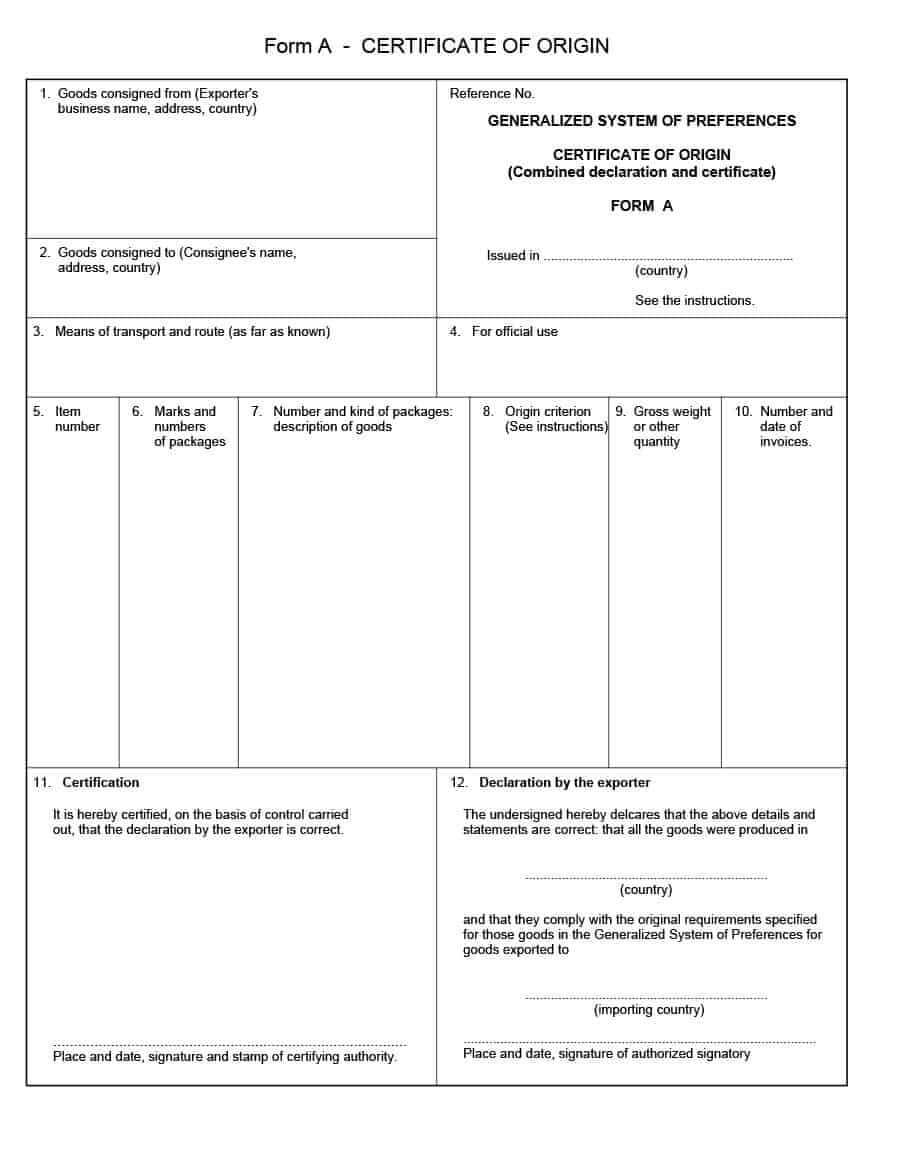 30 Printable Certificate Of Origin Templates (100% Free) ᐅ Pertaining To Certificate Of Origin Form Template