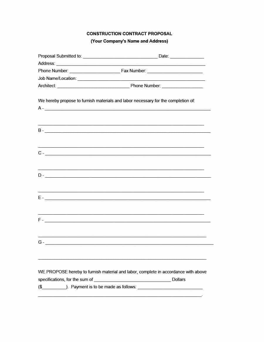 31 Construction Proposal Template & Construction Bid Forms Inside Free Construction Proposal Template Word