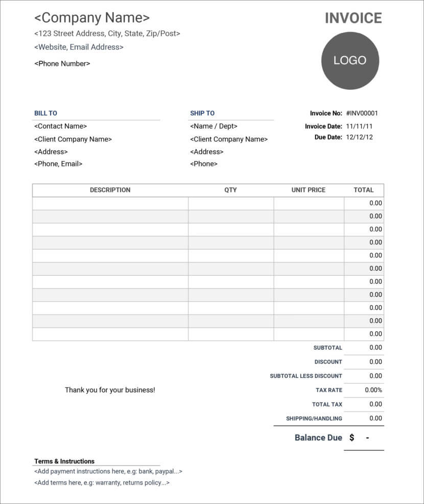 32 Free Invoice Templates In Microsoft Excel And Docx Formats With Regard To Free Downloadable Invoice Template For Word