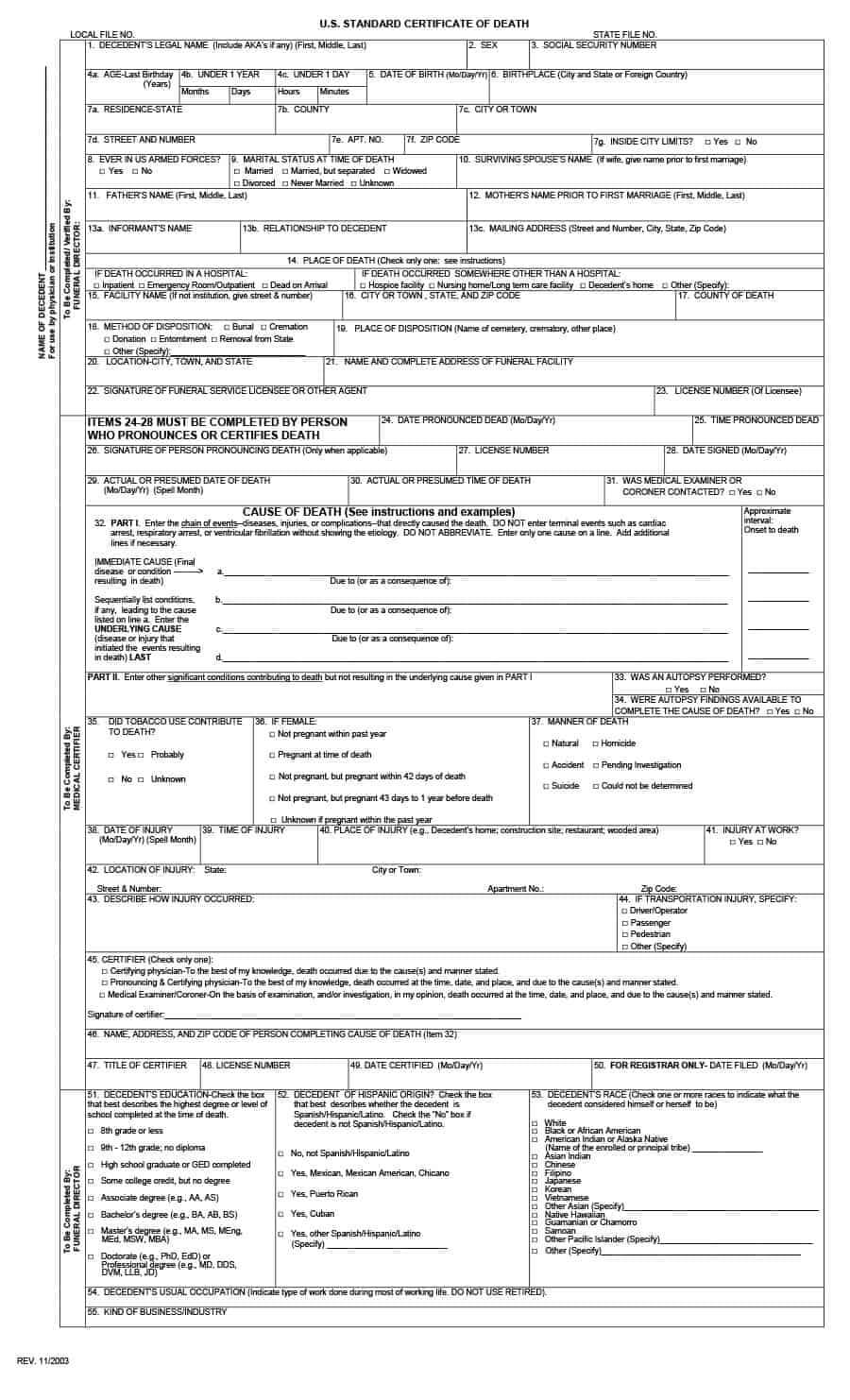 37 Blank Death Certificate Templates [100% Free] ᐅ Template Lab Inside Fake Death Certificate Template