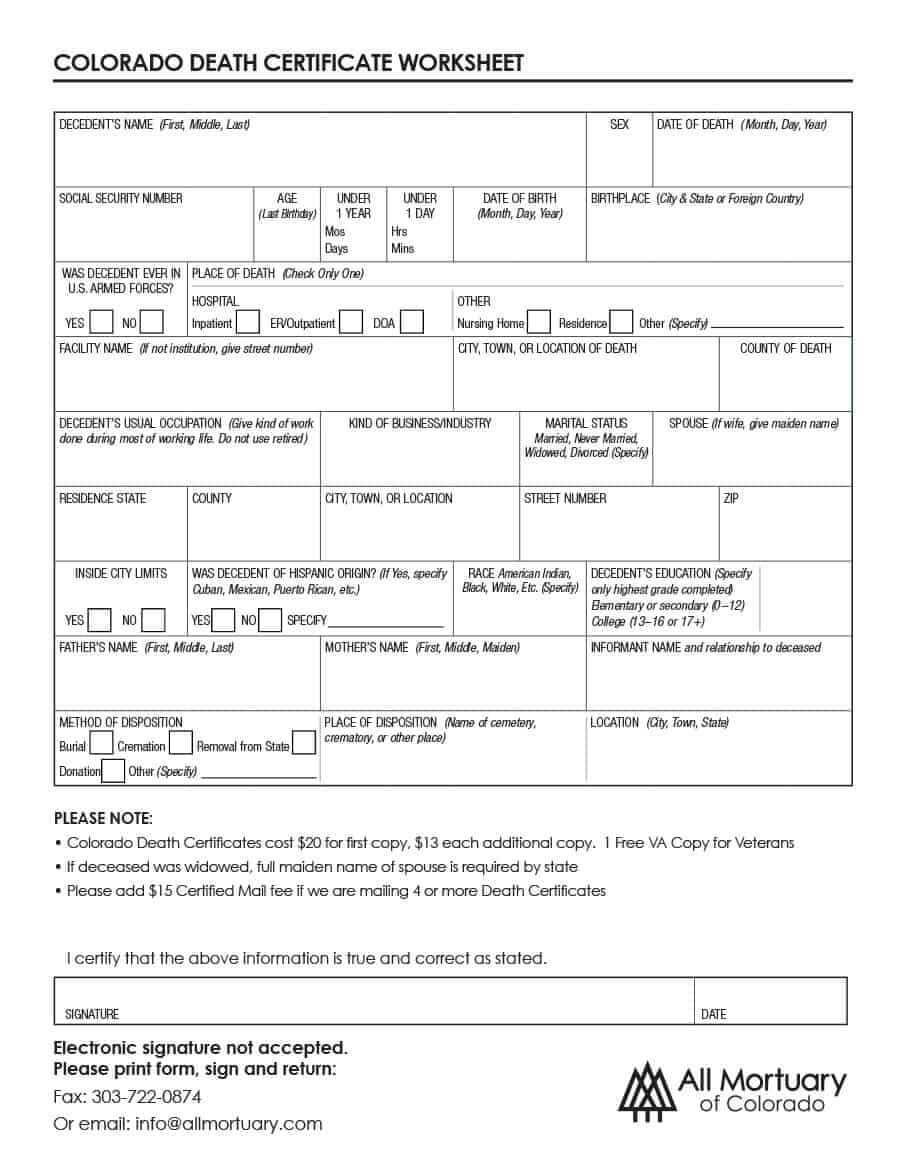 37 Blank Death Certificate Templates [100% Free] ᐅ Template Lab Intended For Fake Death Certificate Template