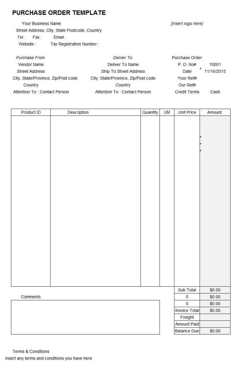 37 Free Purchase Order Templates In Word & Excel Throughout Proof Of Delivery Template Word