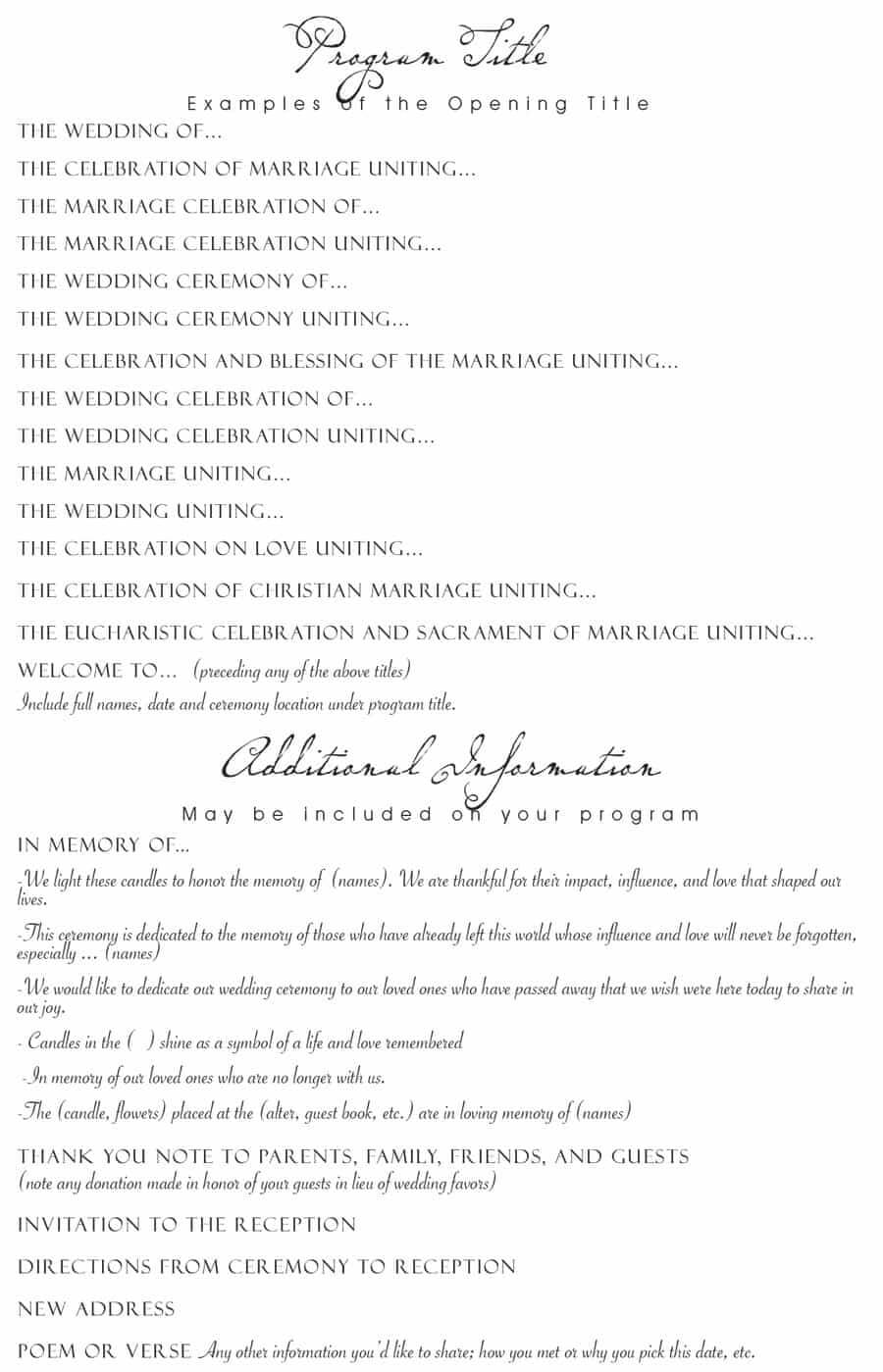 37 Printable Wedding Program Examples & Templates ᐅ With Free Printable Wedding Program Templates Word