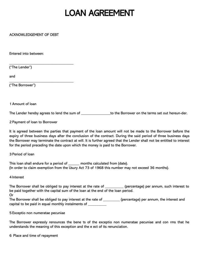 38 Free Loan Agreement Templates & Forms (Word, Pdf) Pertaining To Blank Loan Agreement Template