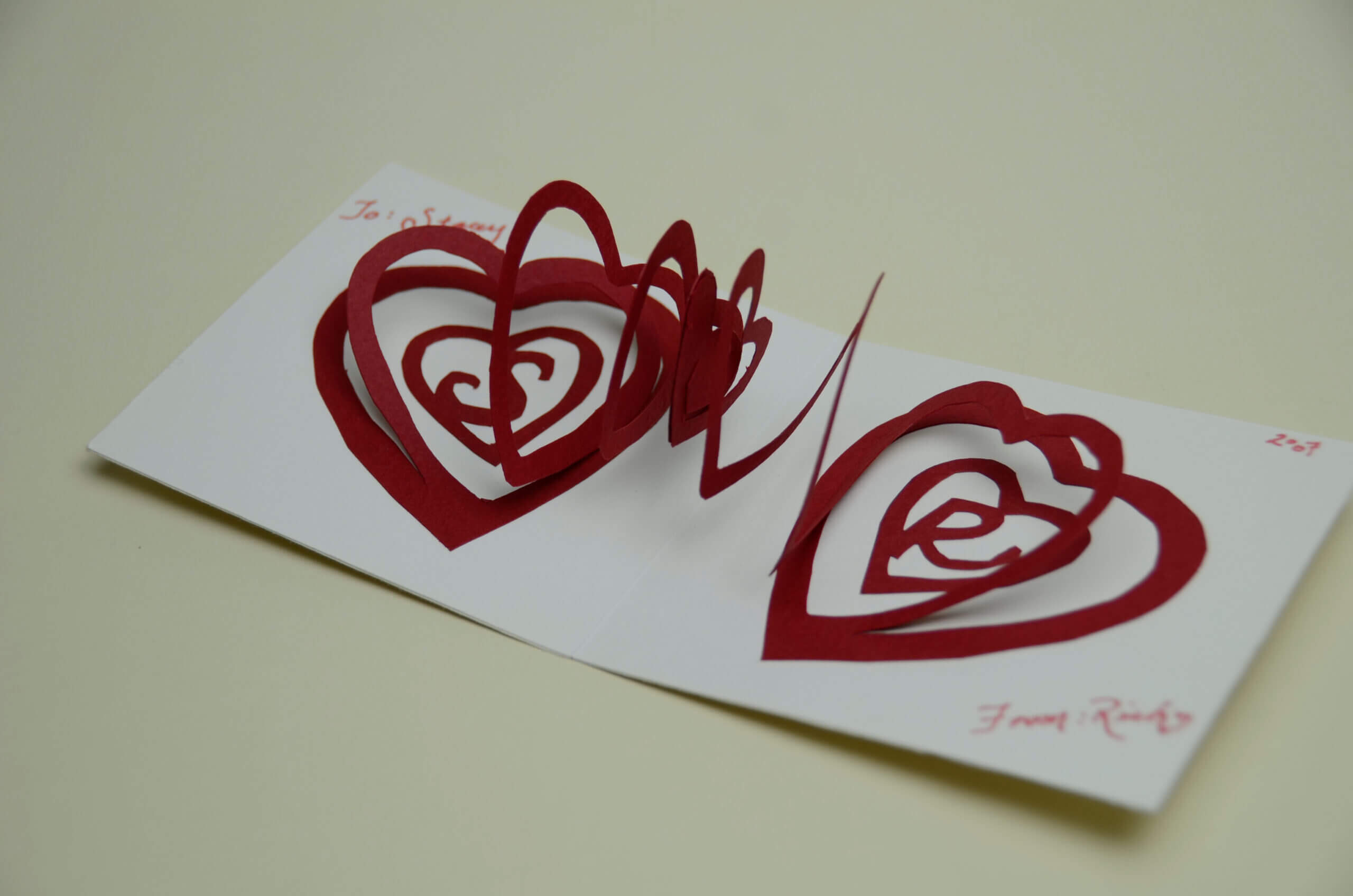 3D Heart Valentine's Card Pop Up Card Heart Inside Pop Out Heart Card Template