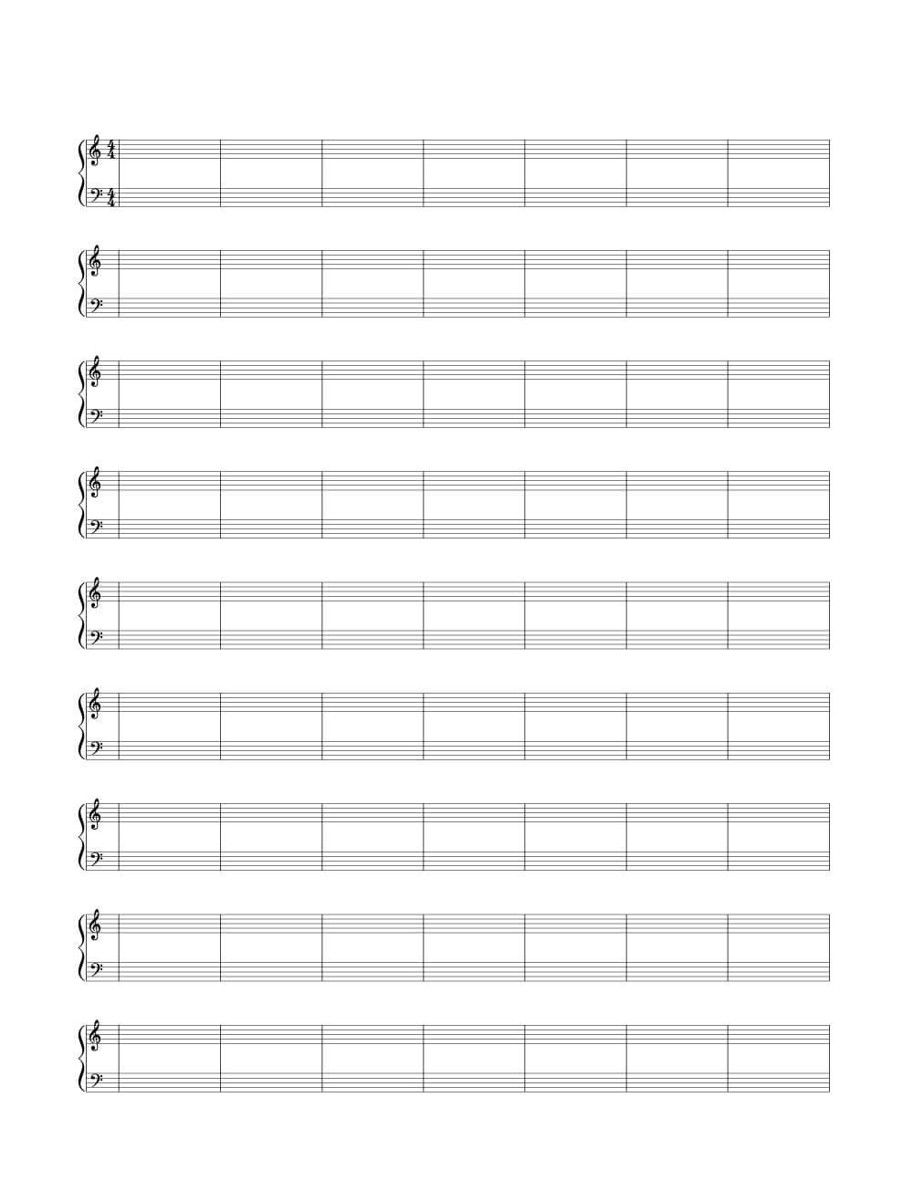 4/4 Time Signature Double Bar Blank Sheet Music | Woo! Jr Throughout Blank Sheet Music Template For Word