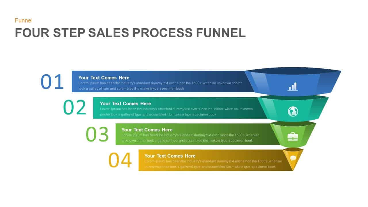 4 Step Sales Funnel Powerpoint Template And Keynote Slide Inside Sales Funnel Report Template