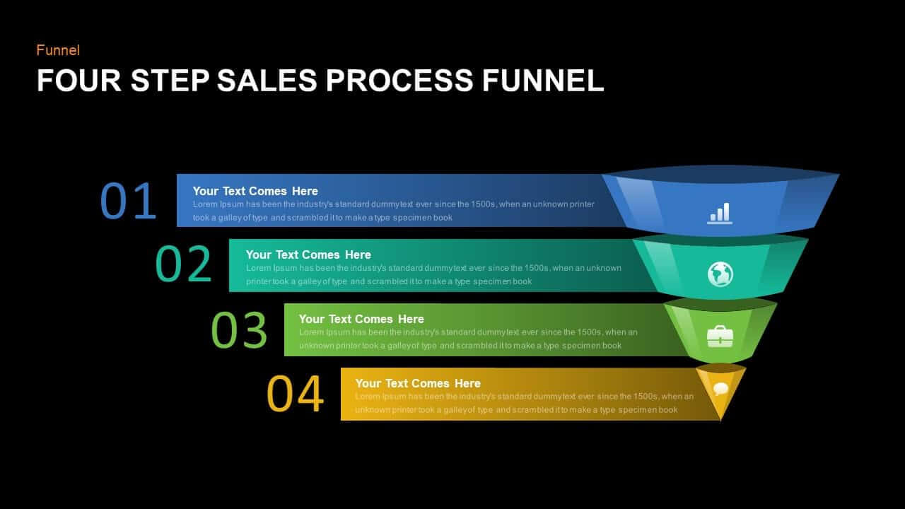 4 Step Sales Funnel Powerpoint Template And Keynote Slide With Regard To Sales Funnel Report Template