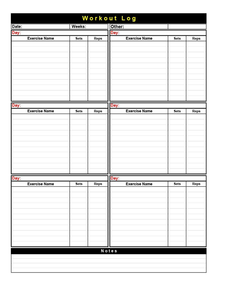40+ Effective Workout Log & Calendar Templates ᐅ Template Lab Regarding Blank Workout Schedule Template