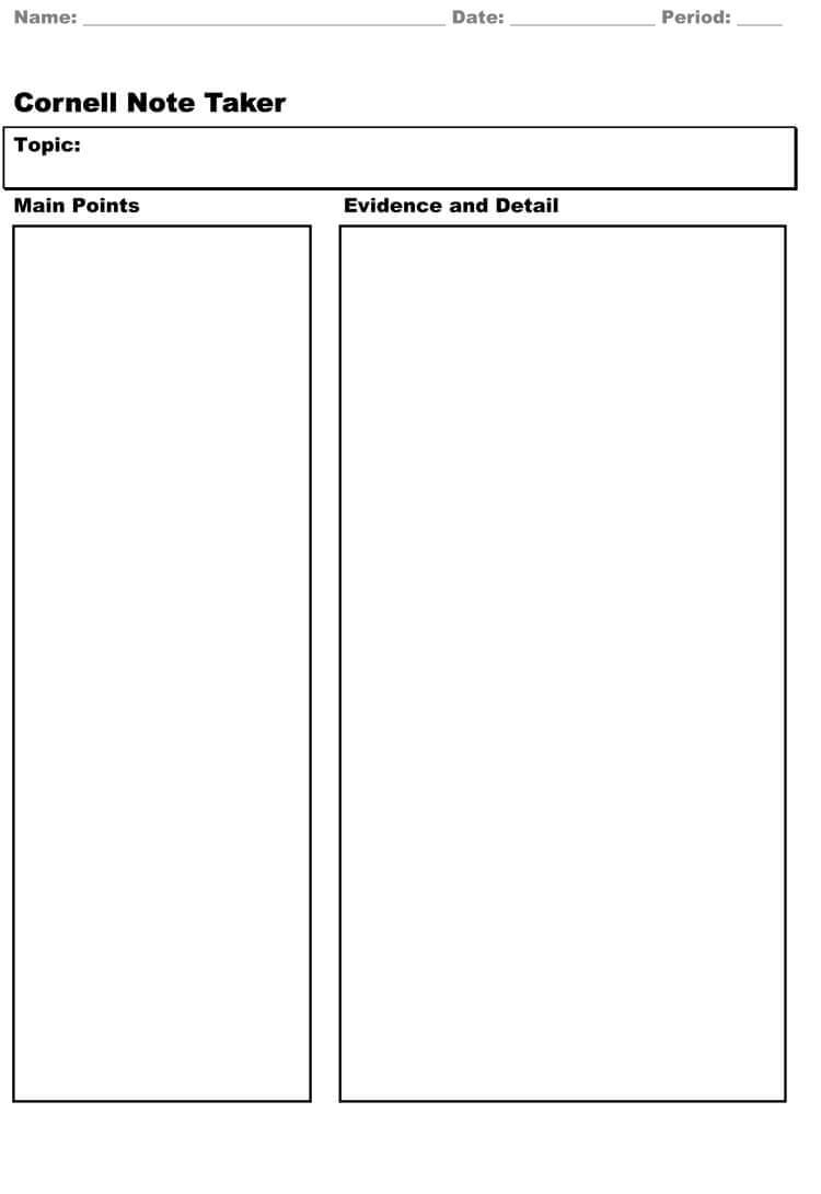 40 Free Cornell Note Templates (With Cornell Note Taking Within Note Taking Template Word