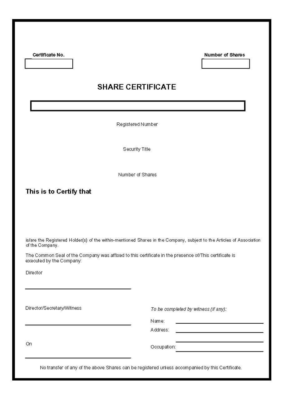 40+ Free Stock Certificate Templates (Word, Pdf) ᐅ Template Lab For Template For Share Certificate