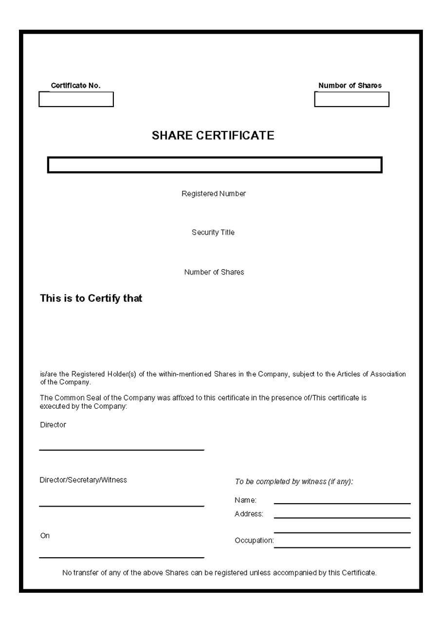 40+ Free Stock Certificate Templates (Word, Pdf) ᐅ Template Lab Intended For Blank Share Certificate Template Free