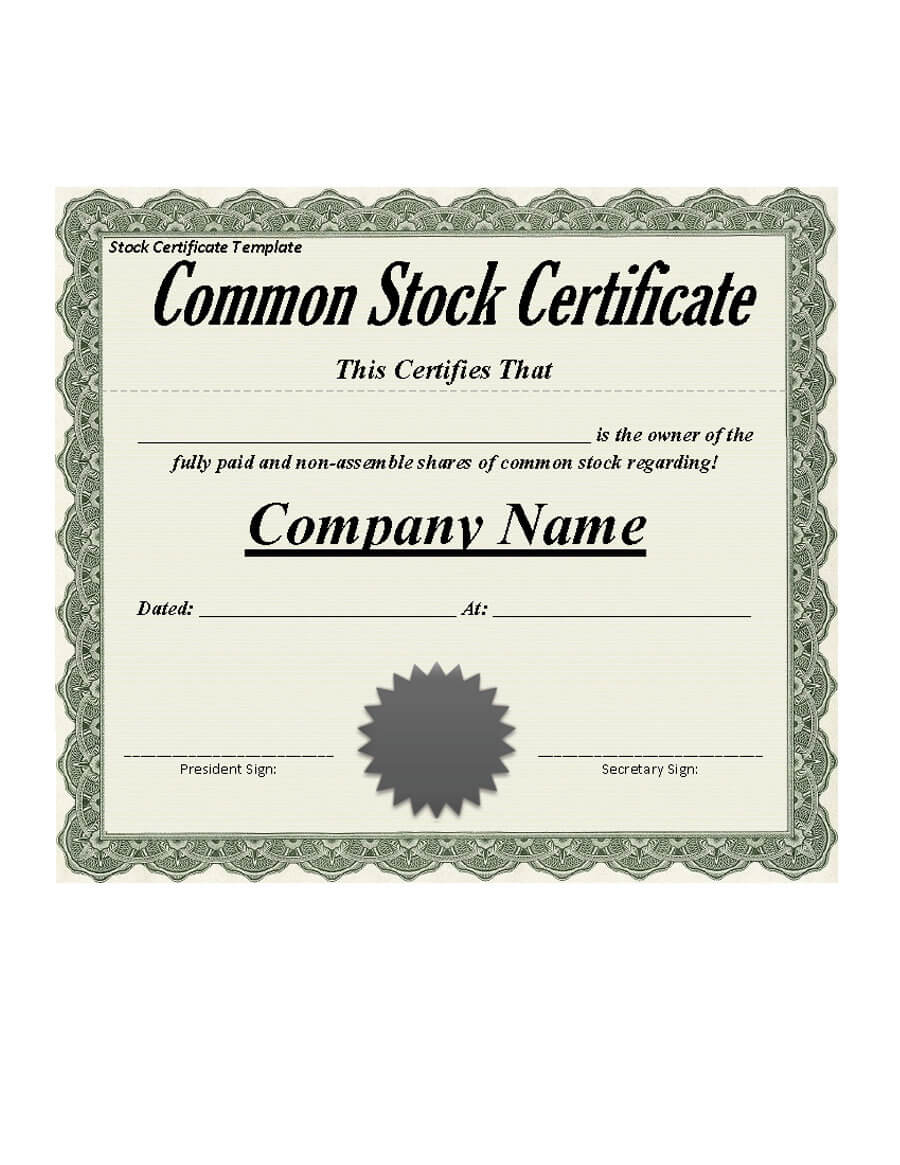 40+ Free Stock Certificate Templates (Word, Pdf) ᐅ Template Lab Regarding Corporate Share Certificate Template