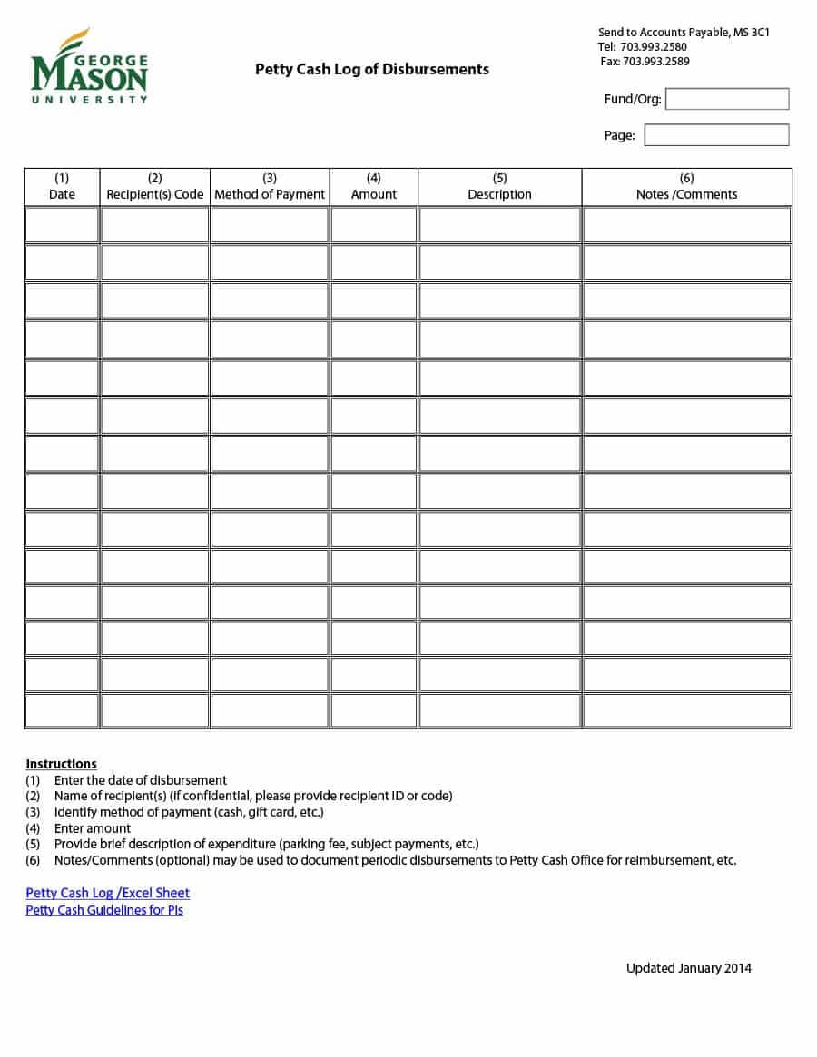 40 Petty Cash Log Templates & Forms [Excel, Pdf, Word] ᐅ With Gift Certificate Log Template