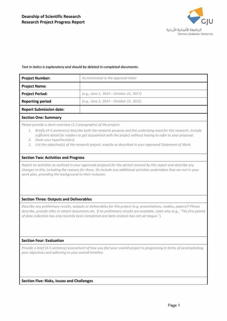 40+ Project Status Report Templates [Word, Excel, Ppt] ᐅ Throughout Research Project Progress Report Template