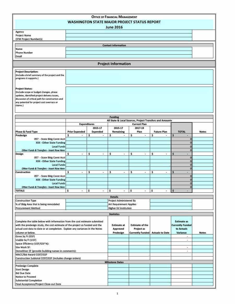 40+ Project Status Report Templates [Word, Excel, Ppt] ᐅ With Regard To Job Progress Report Template